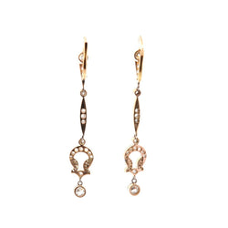 Boucles d'oreilles Pendantes en or jaune, platine et diamants - Castafiore
