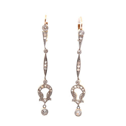 Boucles d'oreilles Pendantes en or jaune, platine et diamants - Castafiore
