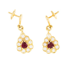 Boucles d'oreilles Pendantes en or jaune, rubis et diamants - Castafiore