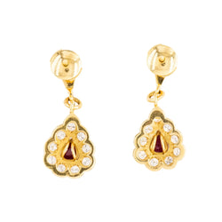 Boucles d'oreilles Pendantes en or jaune, rubis et diamants - Castafiore