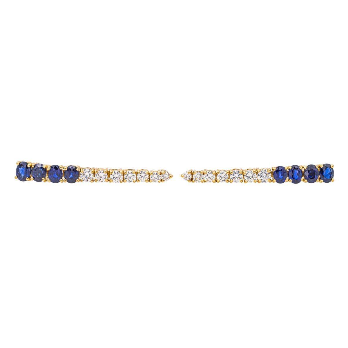 Boucles d'oreilles Pendantes en or jaune, saphirs et diamants - Castafiore