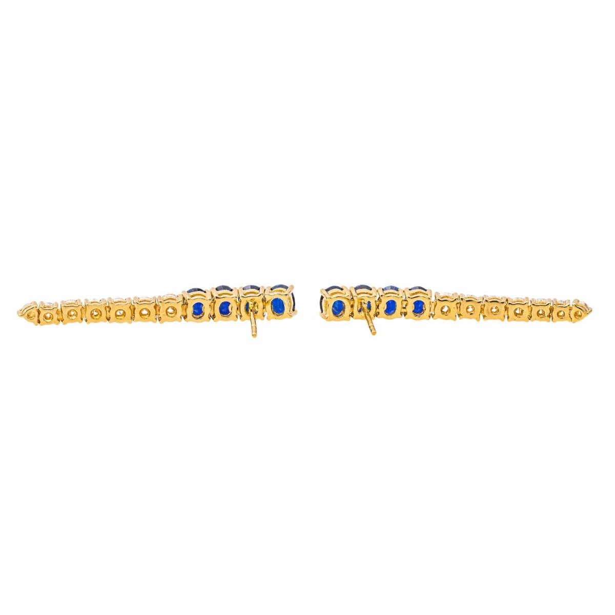 Boucles d'oreilles Pendantes en or jaune, saphirs et diamants - Castafiore