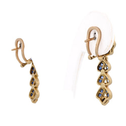 Boucles d'oreilles Pendantes en or jaune, saphirs et diamants - Castafiore