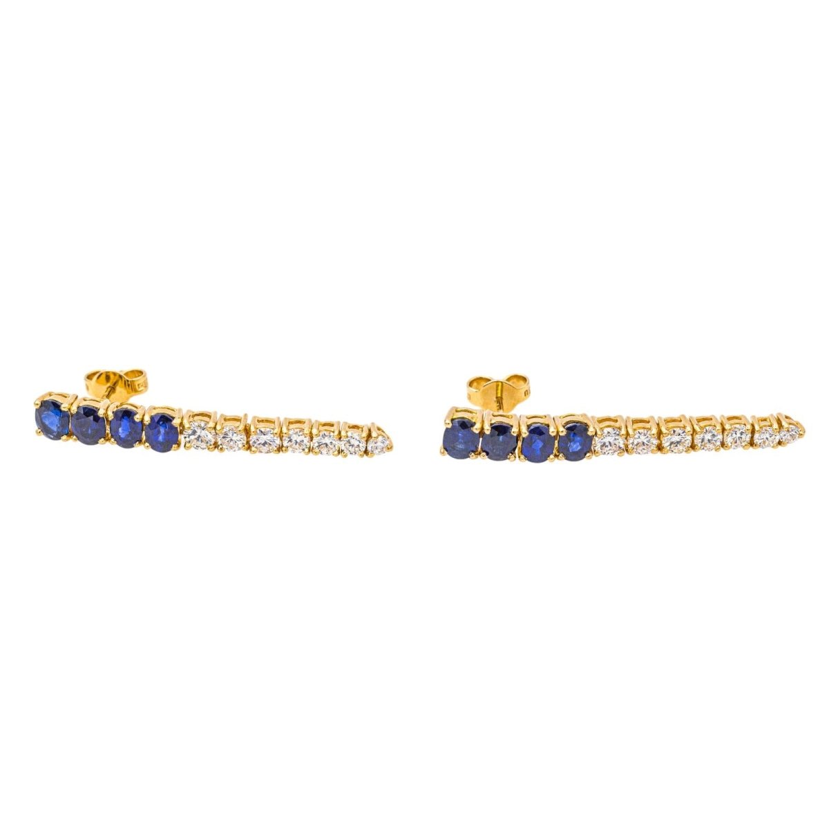 Boucles d'oreilles Pendantes en or jaune, saphirs et diamants - Castafiore
