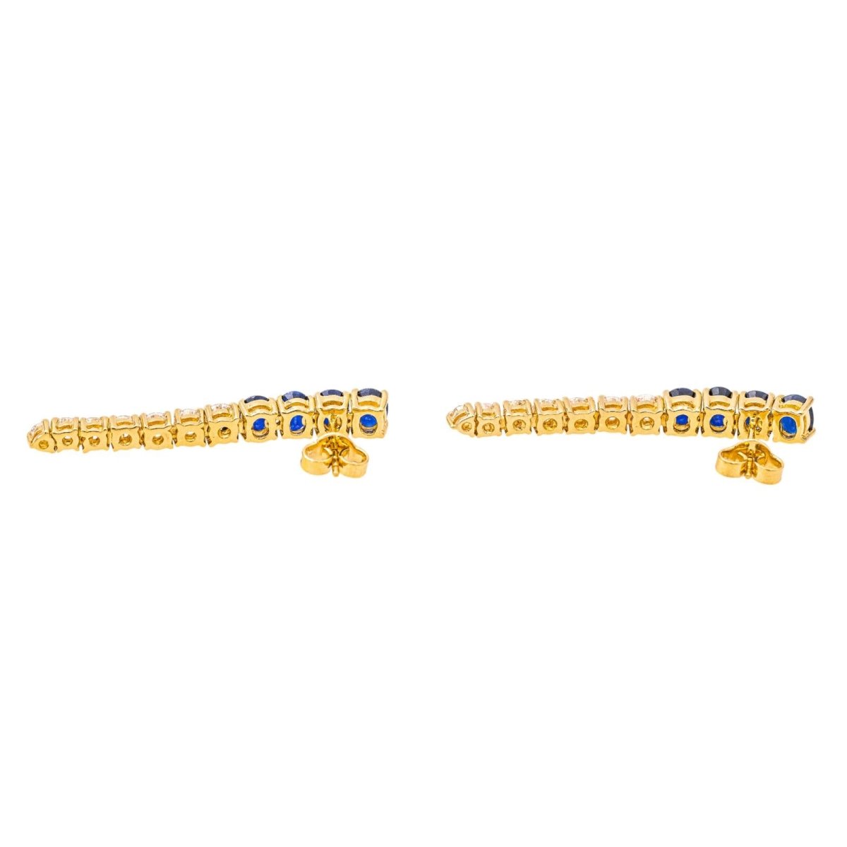 Boucles d'oreilles Pendantes en or jaune, saphirs et diamants - Castafiore