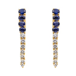 Boucles d'oreilles Pendantes en or jaune, saphirs et diamants - Castafiore