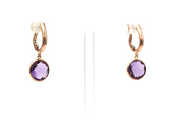 Boucles d'oreilles Pendantes en or rose et améthystes - Castafiore