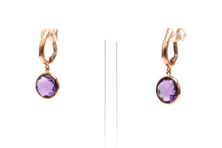Boucles d'oreilles Pendantes en or rose et améthystes - Castafiore
