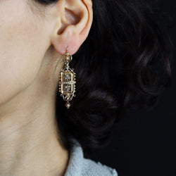 Boucles d'oreilles pendantes en or rose et perles fines - Castafiore