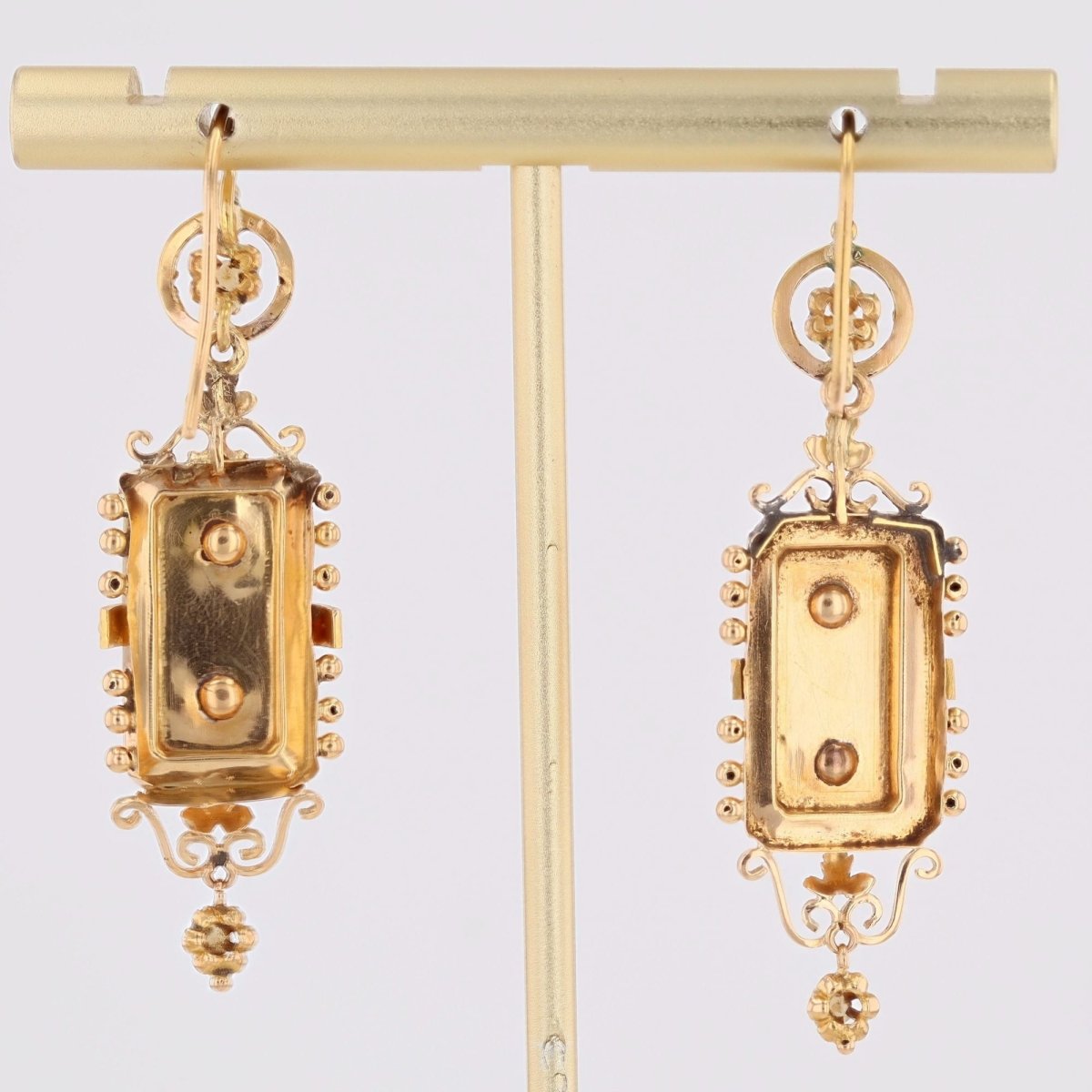 Boucles d'oreilles pendantes en or rose et perles fines - Castafiore
