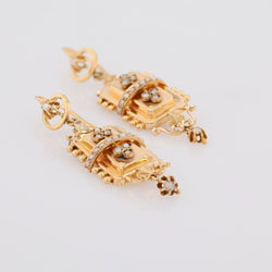 Boucles d'oreilles pendantes en or rose et perles fines - Castafiore