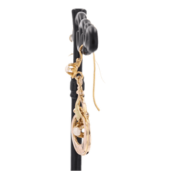 Boucles d'oreilles Pendantes en or rose, or vert et perle - Castafiore