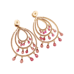 Boucles d'oreilles Pendantes en or rose, tourmalines et diamants - Castafiore