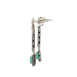 Boucles d'oreilles Pendantes en platine, émeraudes et diamants - Castafiore