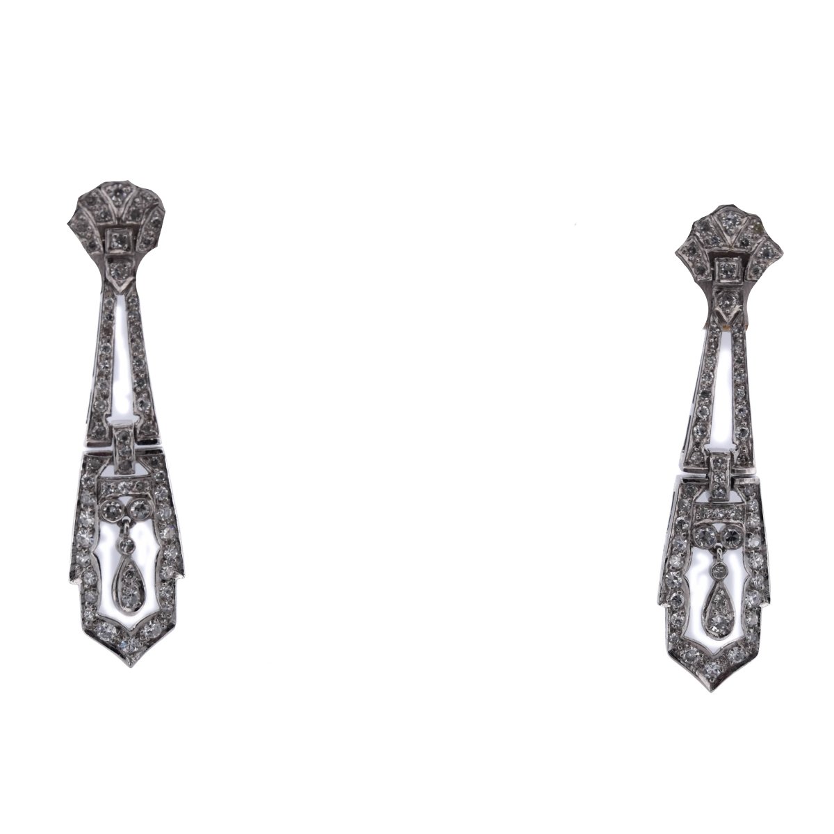 Boucles d'oreilles Pendantes en platine et diamants - Castafiore