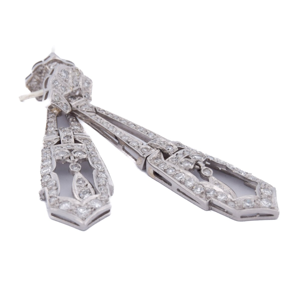 Boucles d'oreilles Pendantes en platine et diamants - Castafiore