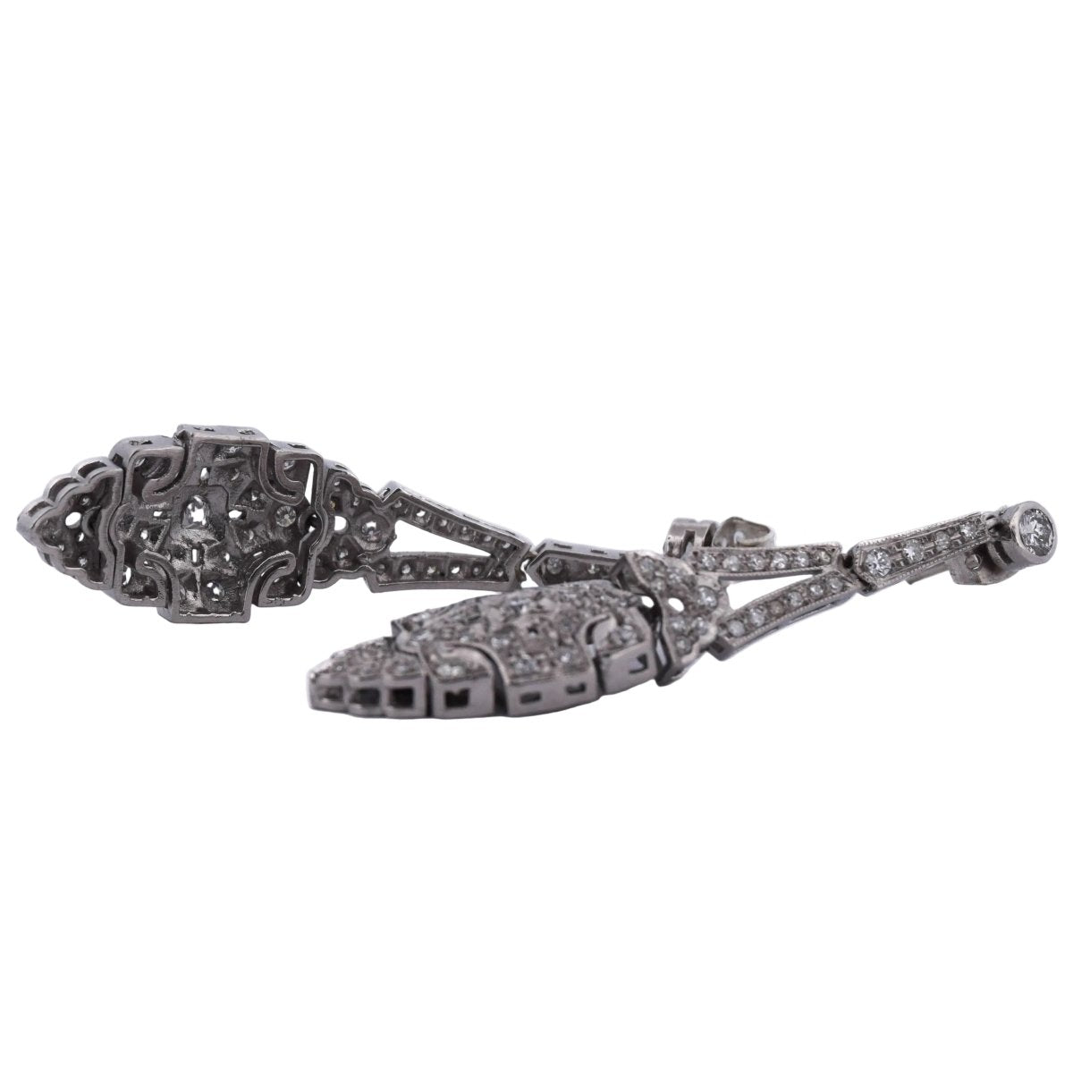 Boucles d'oreilles Pendantes en platine et diamants - Castafiore