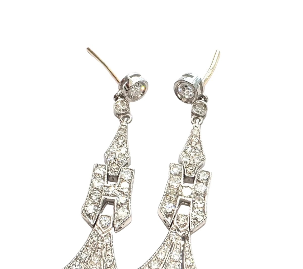 Boucles d'oreilles Pendantes en platine, saphirs et diamants - Castafiore
