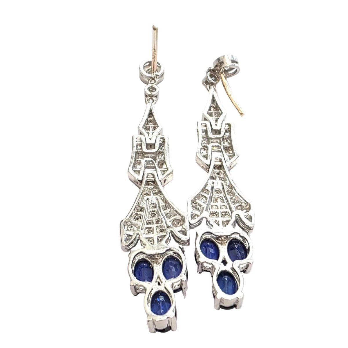 Boucles d'oreilles Pendantes en platine, saphirs et diamants - Castafiore