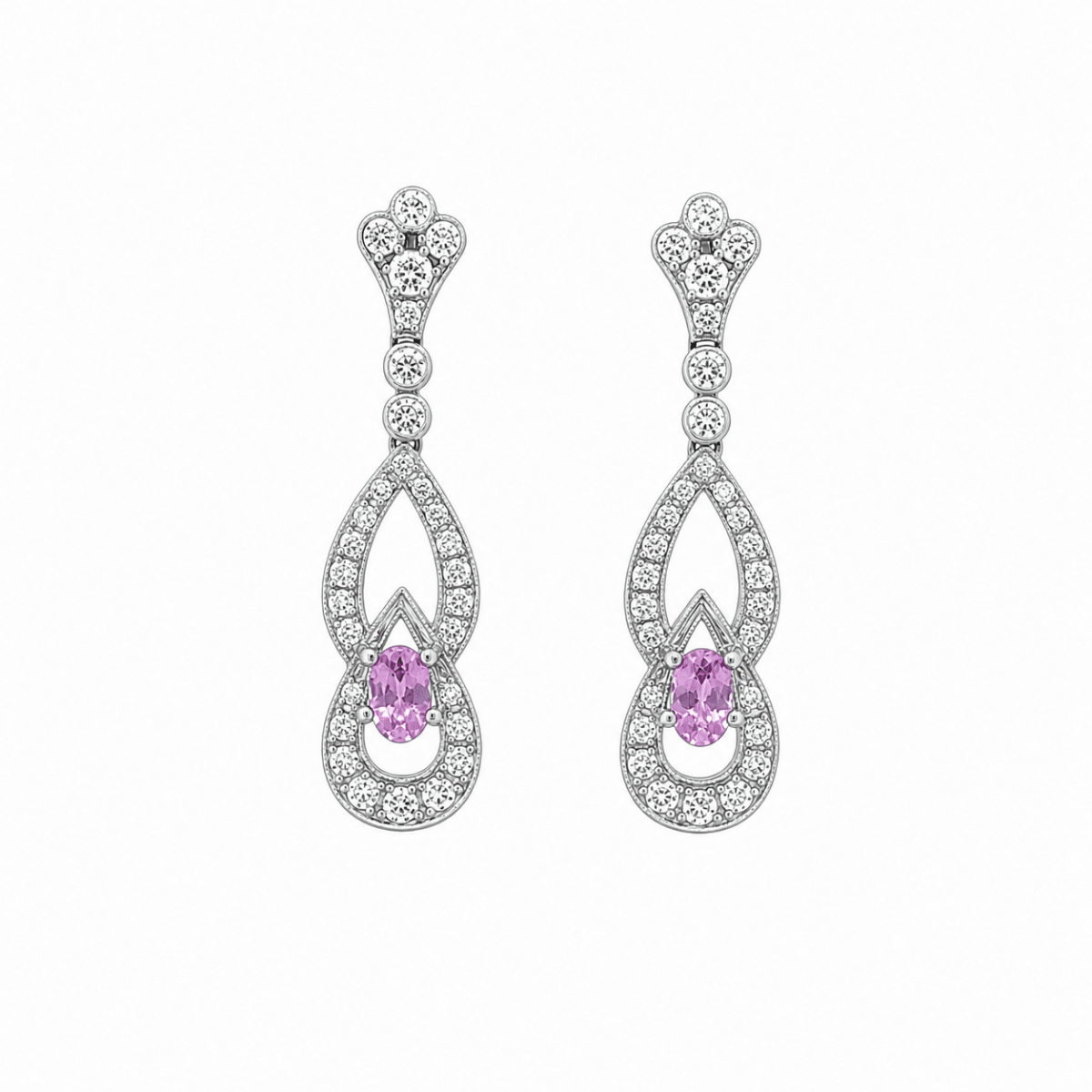 Boucles d'oreilles Pendantes en platine, saphirs et diamants - Castafiore