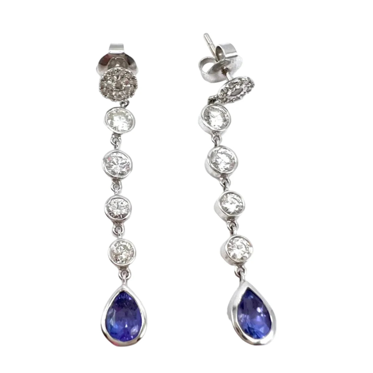 Boucles d'oreilles Pendantes en tanzanite et diamants - Castafiore