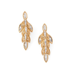 Boucles d'oreilles Pendantes Feuillages en or jaune et diamants - Castafiore