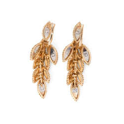 Boucles d'oreilles Pendantes Feuillages en or jaune et diamants - Castafiore