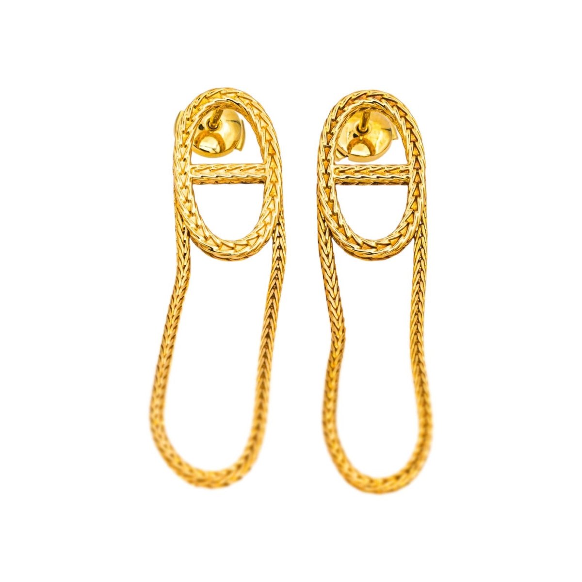 Boucles d'oreilles Pendantes HERMÈS "Chaîne d'ancre" en or jaune - Castafiore