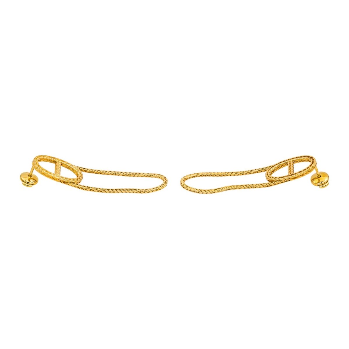 Boucles d'oreilles Pendantes HERMÈS "Chaîne d'ancre" en or jaune - Castafiore