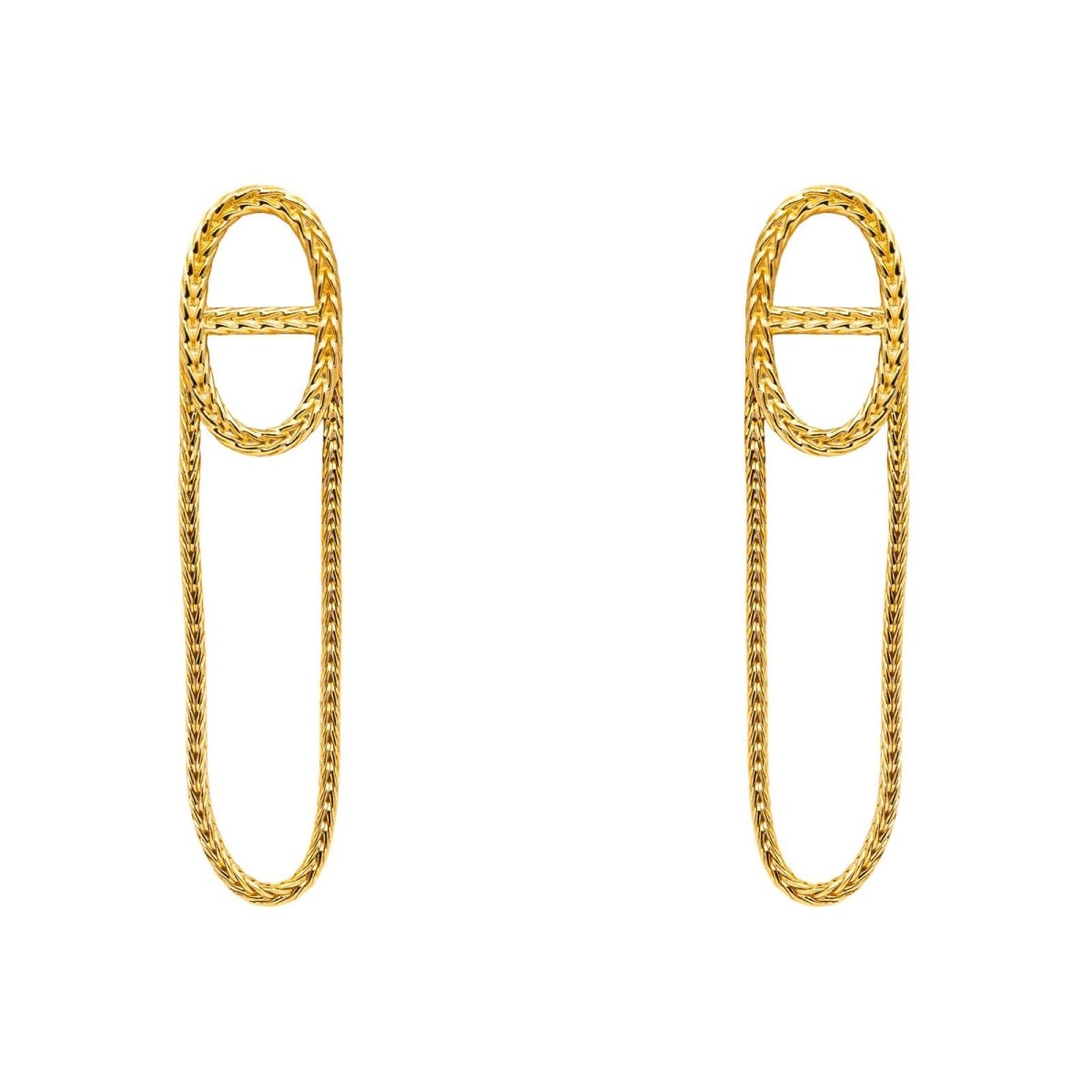 Boucles d'oreilles Pendantes HERMÈS "Chaîne d'ancre" en or jaune - Castafiore