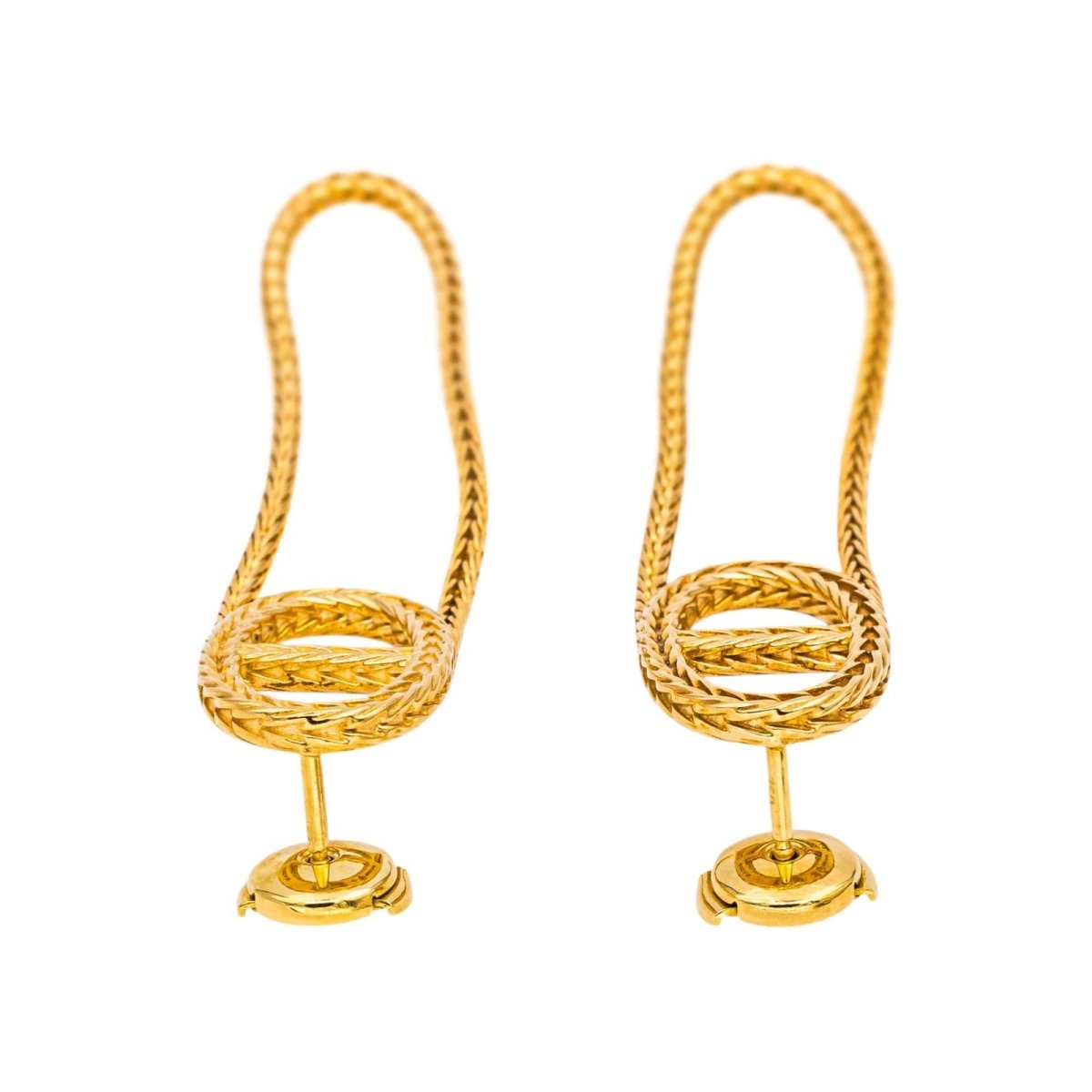 Boucles d'oreilles Pendantes HERMÈS "Chaîne d'ancre" en or jaune - Castafiore