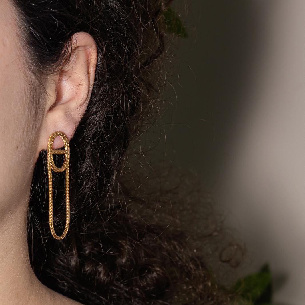 Boucles d'oreilles Pendantes HERMÈS "Chaîne d'ancre" en or jaune - Castafiore