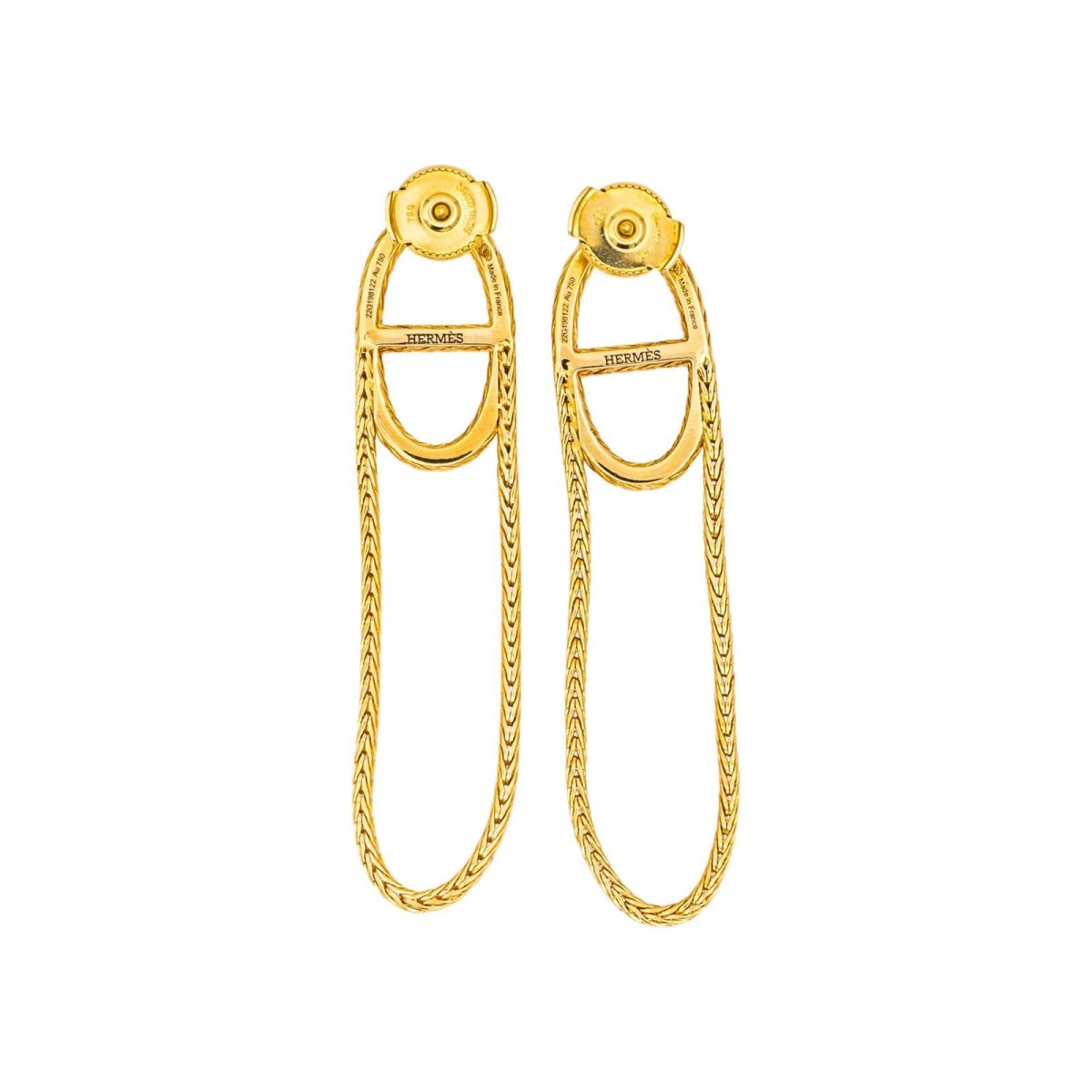 Boucles d'oreilles Pendantes HERMÈS "Chaîne d'ancre" en or jaune - Castafiore