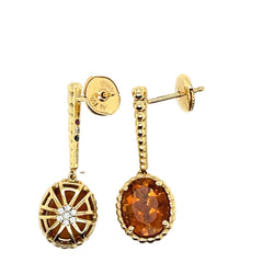 Boucles d'oreilles Pendantes JULIETTE PARIS en or jaune, citrines, saphirs, rubis et diamants - Castafiore