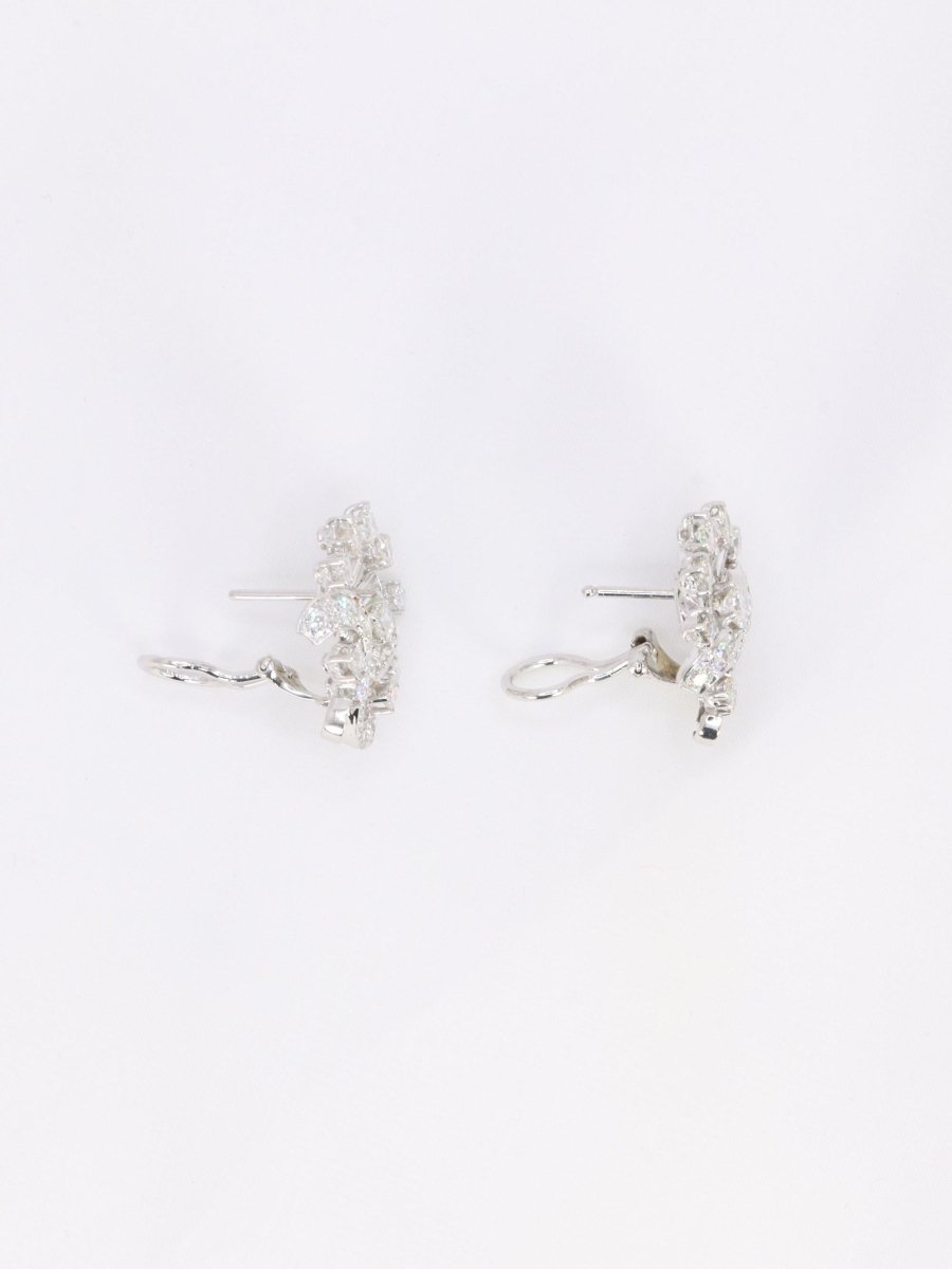 Boucles d'oreilles pendantes or blanc diamants 8,5 carats - Castafiore