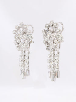 Boucles d'oreilles pendantes or blanc diamants 8,5 carats - Castafiore