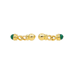 Boucles d'oreilles Pendantes Or jaune Malachite - Castafiore
