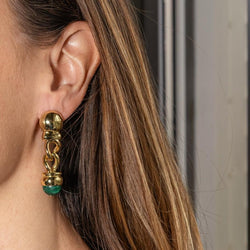 Boucles d'oreilles Pendantes Or jaune Malachite - Castafiore