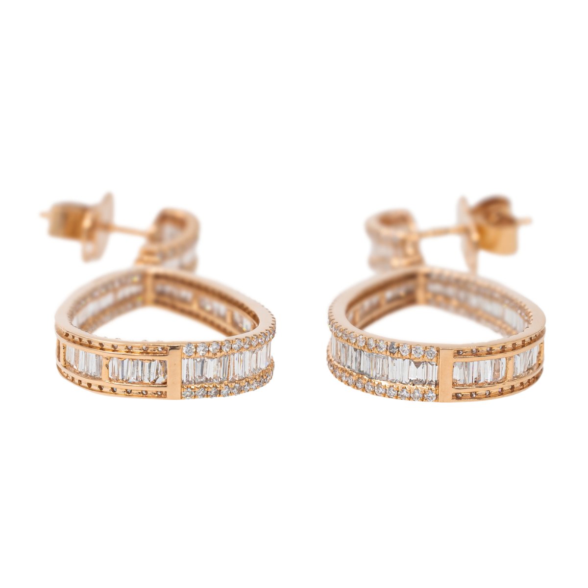 Boucles d'oreilles Pendantes Or rose Diamant - Castafiore