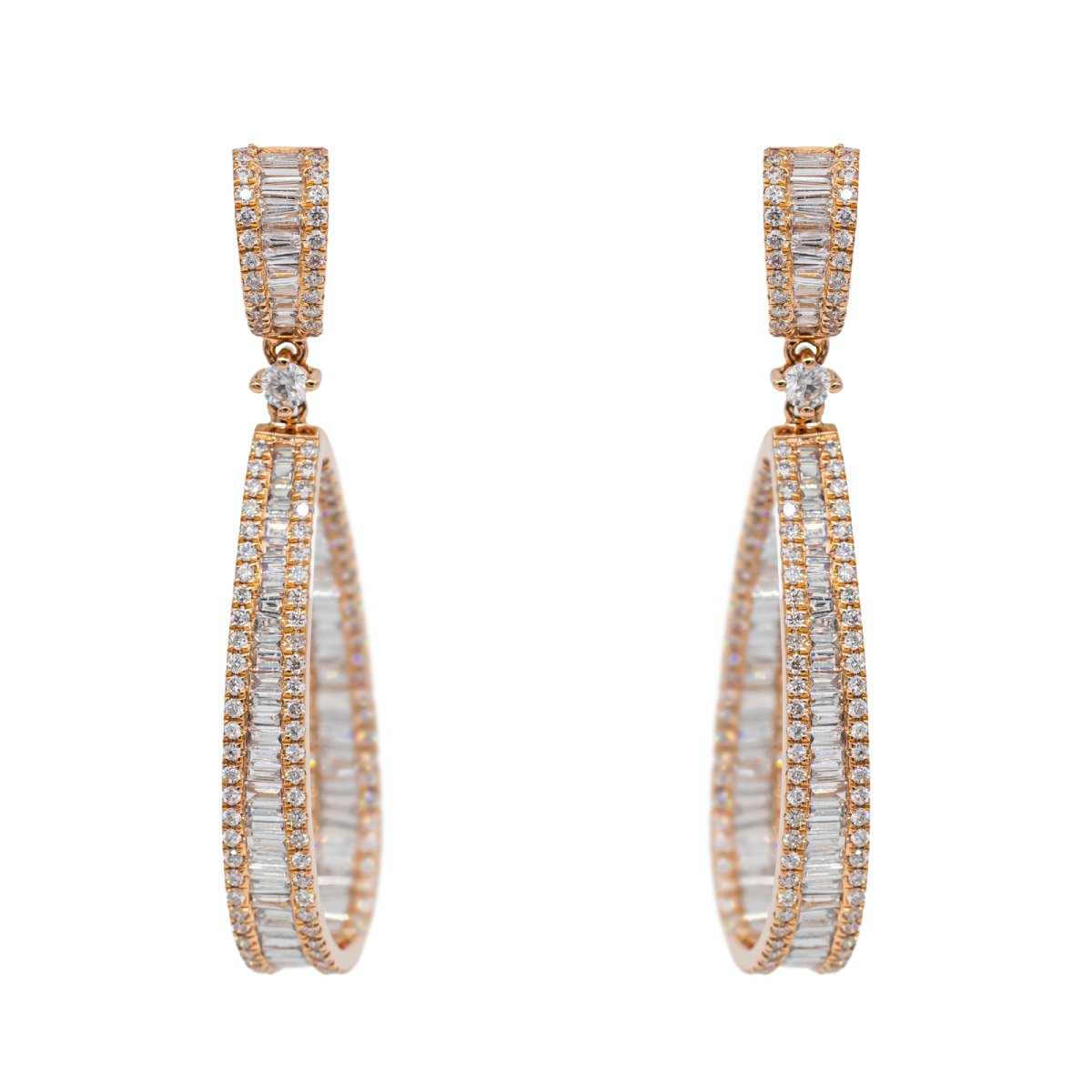 Boucles d'oreilles Pendantes Or rose Diamant - Castafiore