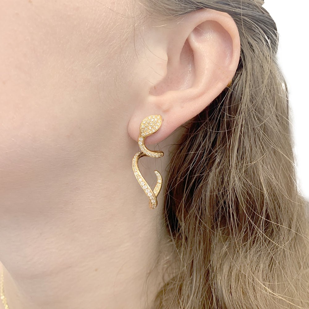 Boucles d'oreilles Pendantes Pasquale Bruni "Snake" en or rose et diamants - Castafiore