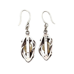 Boucles d'oreilles Pendantes PAUL DUMONT en argent et perles - Castafiore