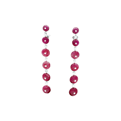 Boucles d'oreilles Pendantes REPOSSI en or blanc, rubis et diamants - Castafiore