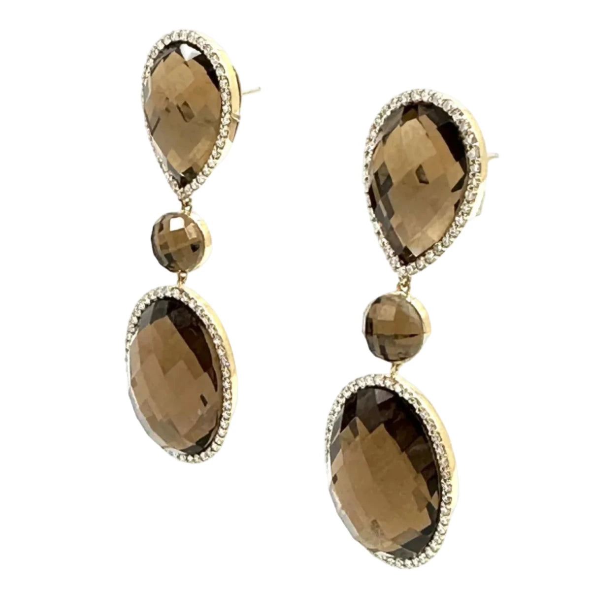 Boucles d'oreilles Pendantes ROBERTO COIN en or jaune, quartz et diamants - Castafiore