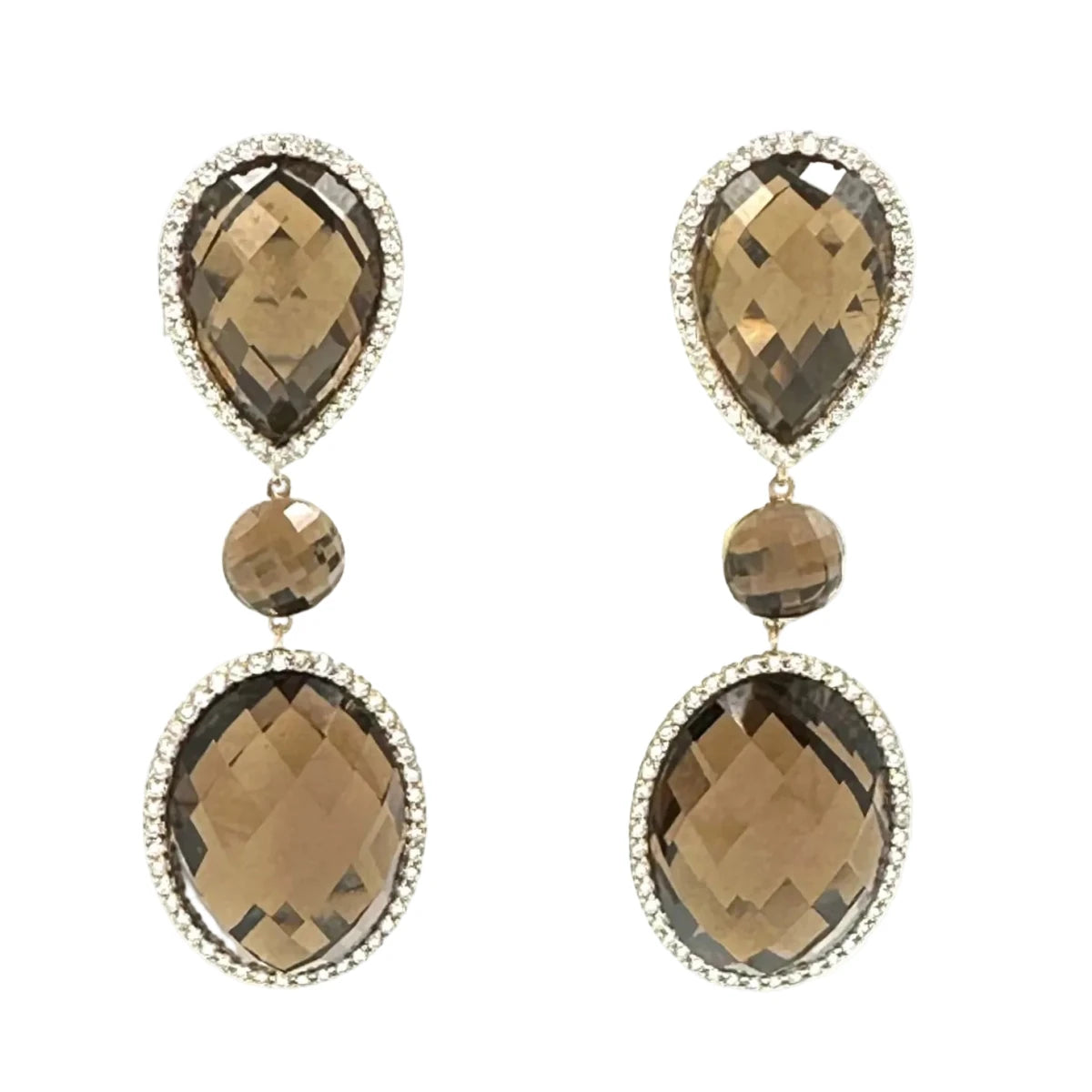 Boucles d'oreilles Pendantes ROBERTO COIN en or jaune, quartz et diamants - Castafiore