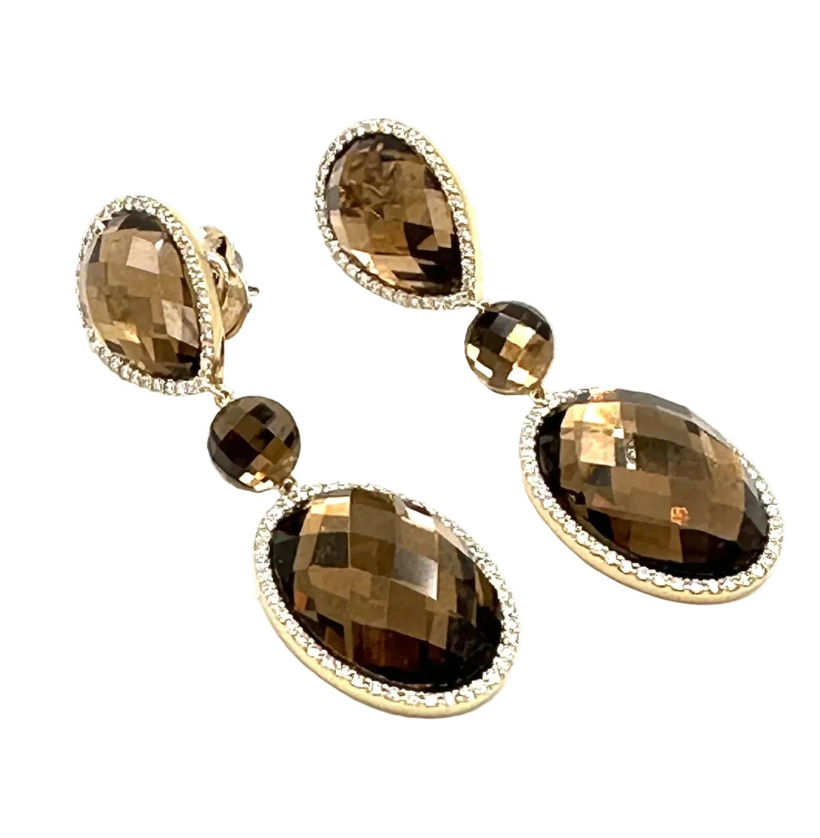 Boucles d'oreilles Pendantes ROBERTO COIN en or jaune, quartz et diamants - Castafiore