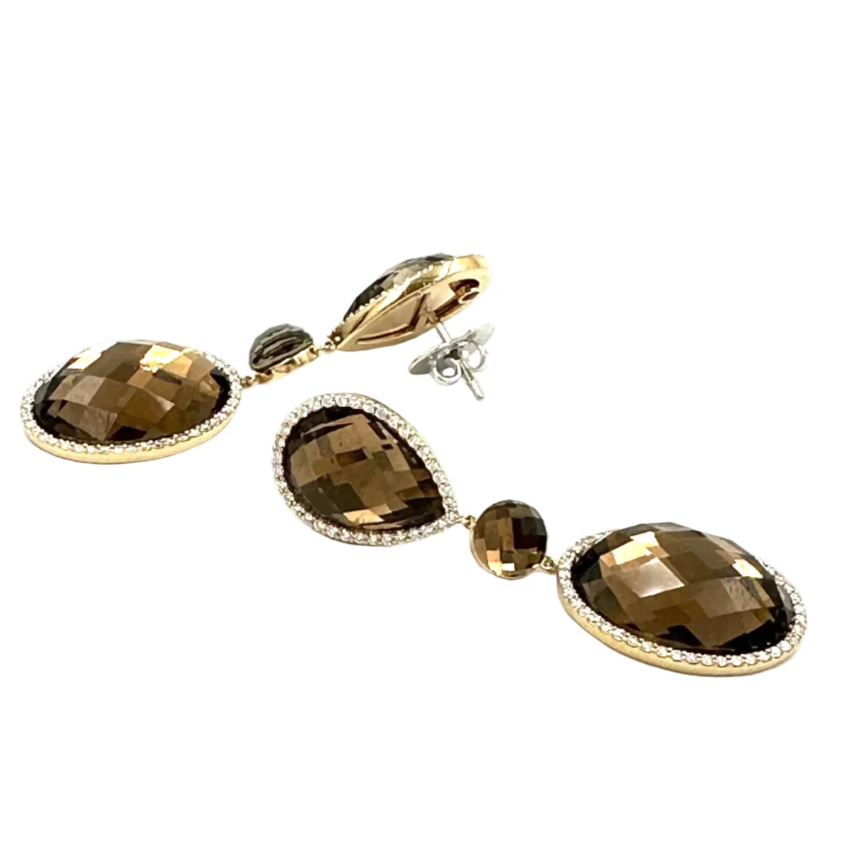 Boucles d'oreilles Pendantes ROBERTO COIN en or jaune, quartz et diamants - Castafiore