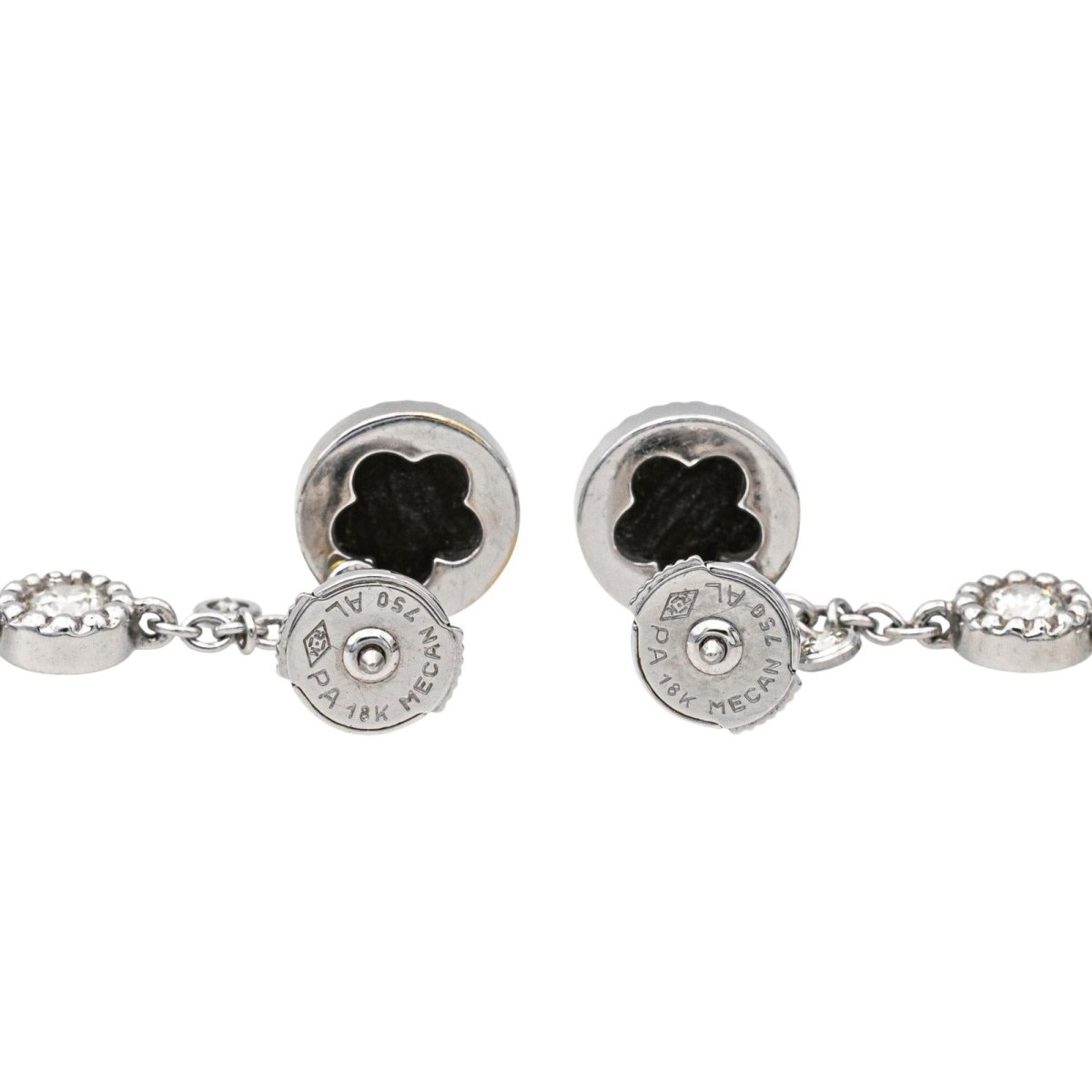 Boucles d'oreilles Pendantes SUSIE OTÉRO en or blanc, onyx et diamants - Castafiore
