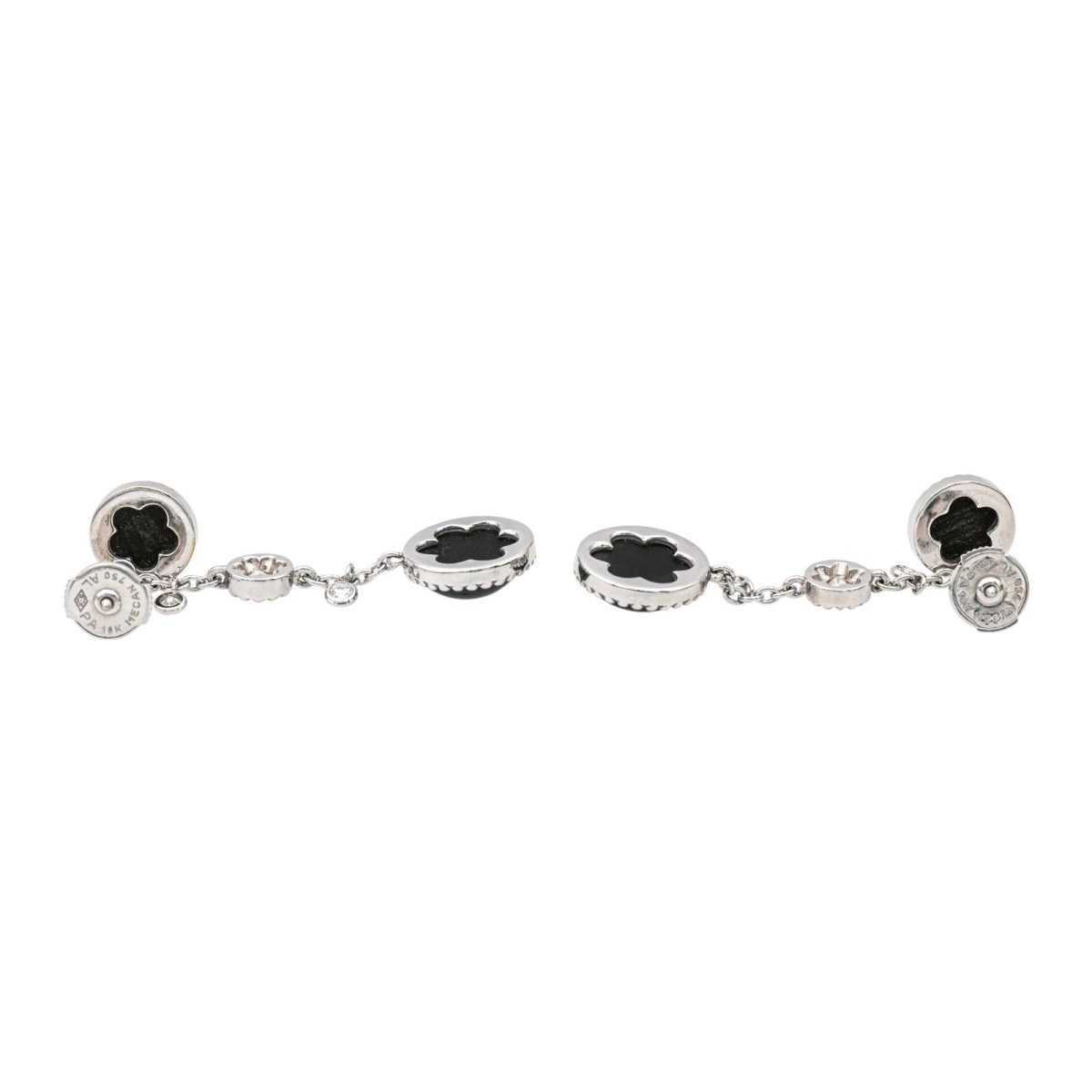 Boucles d'oreilles Pendantes SUSIE OTÉRO en or blanc, onyx et diamants - Castafiore