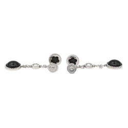 Boucles d'oreilles Pendantes SUSIE OTÉRO en or blanc, onyx et diamants - Castafiore